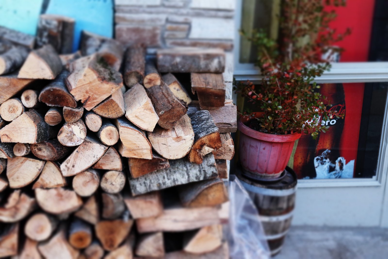 Stacked firewood ready for the village fires and stills